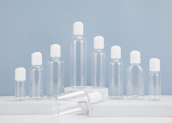 0.5oz 1oz 2oz 3oz 4oz Cosmo Round Botol Plastik PET Bening Dengan Tutup Cakram Tekan