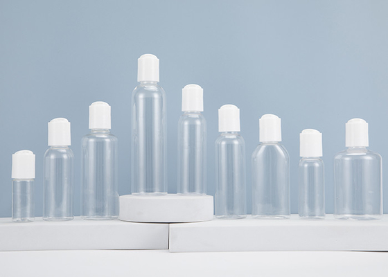 0.5oz 1oz 2oz 3oz 4oz Cosmo Round Botol Plastik PET Bening Dengan Tutup Cakram Tekan