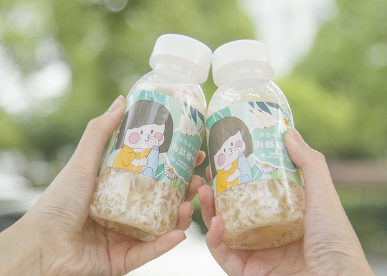 400ml 14oz Botol Teh Susu Kedelai Tahan Panas Botol Jus Plastik Persegi Berair