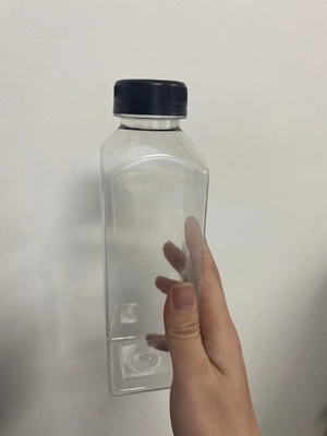 PET bening Empty Square Juice 100ml 250ml 350ml 500ml Botol Jus Plastik Dengan Tutup Sekrup