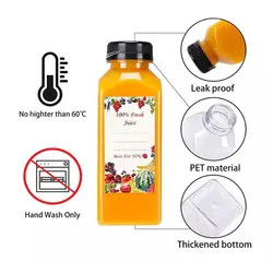 BPA Bebas Jus Transparan Plastik Kosong Pet Square Juicer Container Minuman Botol Untuk Minuman Jus