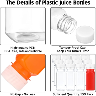 4oz 120ml Ginger Jus botol Beet Juice Botol kosong Square Plastik Jus Botol