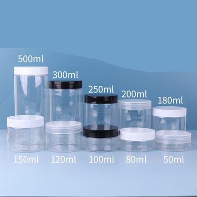 Grade Makanan Transparan 80ml 100ml 120ml 150ml 250ml 500ml 1000ml Frosted PET Plastic Jar Dengan Tutup