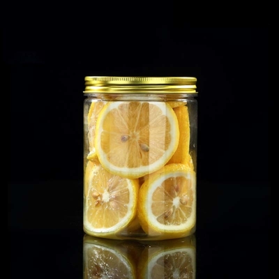 Custom 16oz 32oz 500ml 1000ml Clear Wide Mouth PET Jar Dengan Tutup Aluminium Transparan Penyimpanan Makanan Wadah Plastik