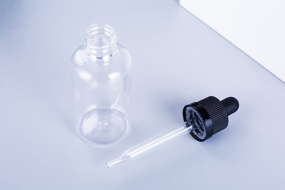 Botol dropper 10-120ml Tutup sekrup halus Logo khusus Transparan Hitam disesuaikan