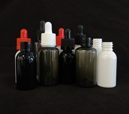 Custom Logo Dropper Bottles Set Transparan Hitam Berbagai Ukuran 10ml-120ml Permukaan halus 5000pcs Cetak