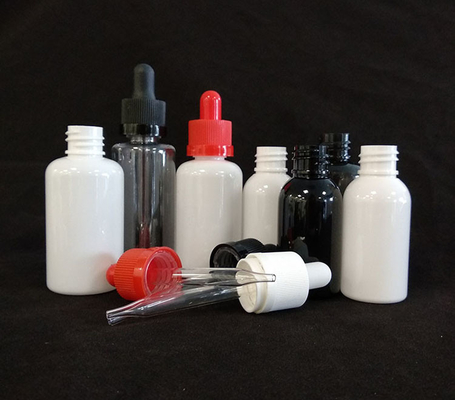 Custom Logo Dropper Bottles Set Transparan Hitam Berbagai Ukuran 10ml-120ml Permukaan halus 5000pcs Cetak