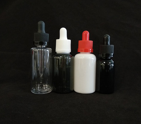 Custom Logo Dropper Bottles Set Transparan Hitam Berbagai Ukuran 10ml-120ml Permukaan halus 5000pcs Cetak