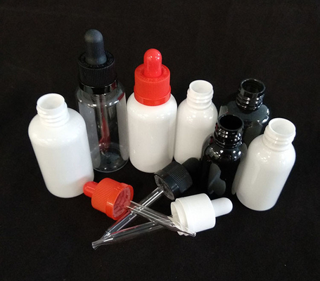 Custom Logo Dropper Bottles Set Transparan Hitam Berbagai Ukuran 10ml-120ml Permukaan halus 5000pcs Cetak
