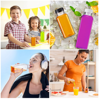 Modern Square Round Plastic Bubble Tea Jugs dengan Handle Tutup anti bocor 120ml-500ml Kapasitas