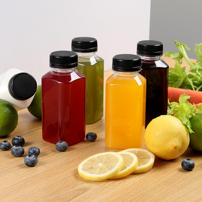 Botol teh susu plastik bulat persegi dengan pegangan jelas 120ml 250ml 350ml 500ml Kapasitas