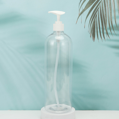 Botol Lotion Plastik PMMA Bulat Bentuk Disesuaikan Kerah PET UV Cap Electroplated 250ml-500ml