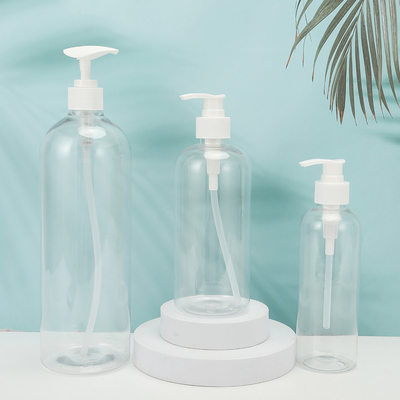 Botol Lotion Plastik PMMA Bulat Bentuk Disesuaikan Kerah PET UV Cap Electroplated 250ml-500ml