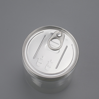 Kontainer toples cetak khusus dengan tutup aluminium yang disegel dengan foil sensitif tekanan