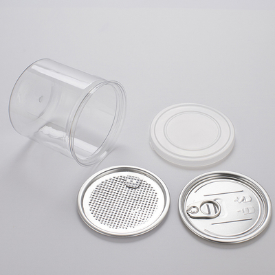 Kontainer toples plastik logo yang dapat disesuaikan dengan penyegelan foil aluminium dalam berbagai kapasitas