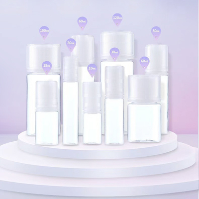 Botol cair E transparan bulat anti anak dengan logo dan warna cetak yang disesuaikan