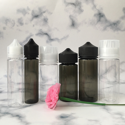 Botol Cairan PET E Tertransparan Peresmian Pencetakan Warna Sekrup Tutup Penutup untuk Jus Vaping