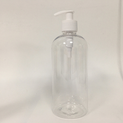 Botol PET bulat merah muda 24 mm yang dapat digunakan kembali dengan pompa dan cetak layar sutra untuk kosmetik