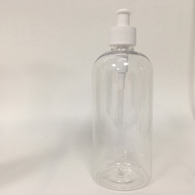 Botol PET bulat merah muda 24 mm yang dapat digunakan kembali dengan pompa dan cetak layar sutra untuk kosmetik