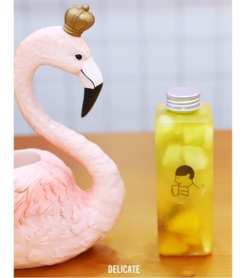 Botol jus teh susu persegi dan bulat modern tahan kebocoran dengan gagang