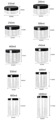 Botol PET bahan makanan plastik putih 4oz 8oz 300ml 500ml bulat bentuk kosong krim mata wajah botol krim 16oz