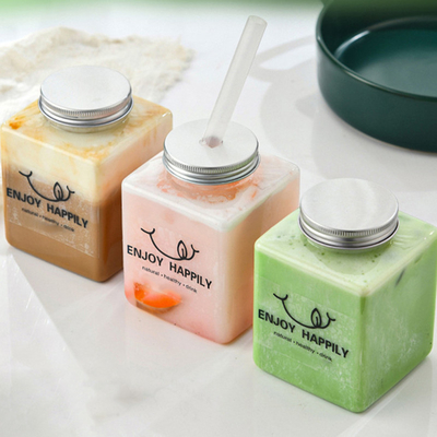 Modern Square dan Round Desain Disesuaikan Plastik Bubble Teh Cups dengan Tutup