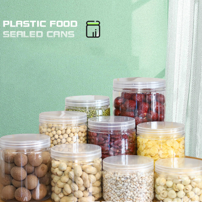 Custom Round Black Clear Plastic Jars With Lids PET Container untuk Pengemasan Makanan