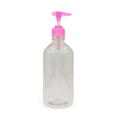 Botol lotion PET berbentuk silinder bulat dengan tutup pompa sekrup dan 24/410 ujung leher