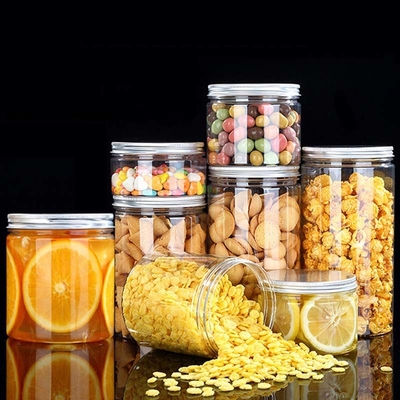Kontainer plastik PET transparan yang dapat disesuaikan Botol dengan tutup