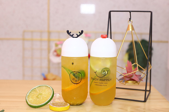 Botol teh susu plastik tahan kebocoran dengan sekrup di tutup dan pegangan