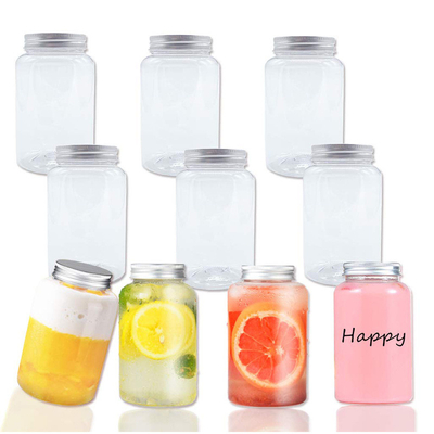 Kontainer minuman plastik modern persegi bulat dengan penutup