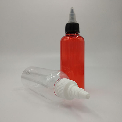 Kontainer plastik dengan sekrup atas yang jelas/berwarna untuk penyimpanan cairan