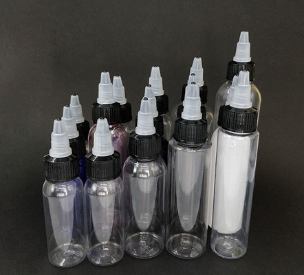 Botol dropper plastik cetak khusus dengan tutup sekrup untuk cairan
