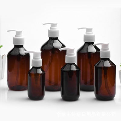 Botol pompa sampo pink PET untuk pengiriman kosmetik ramah perjalanan