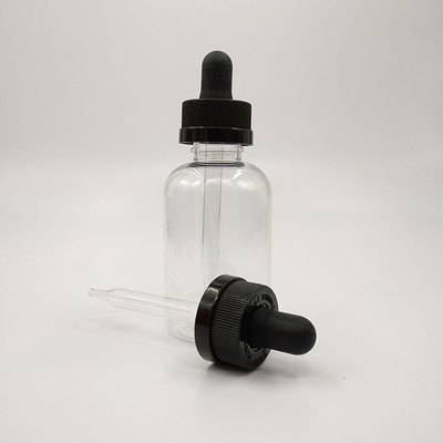 Botol dropper plastik transparan hitam khusus untuk penyegelan tipe tutup sekrup