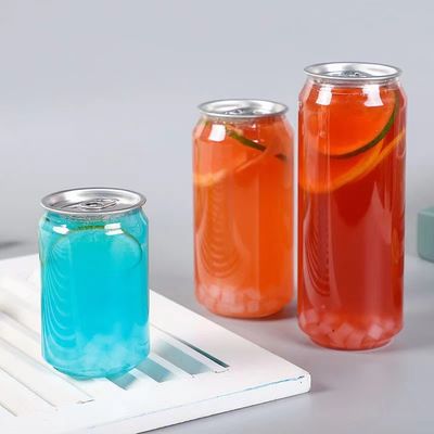Hot Sale Different Size Cans clear Juice Bottle Disposable Plastic Milk Tea Juice Cake Cans with Open Lids in Stock