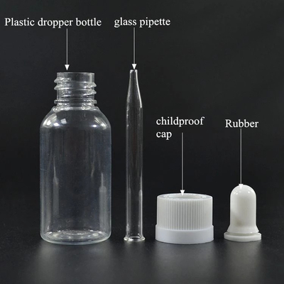 Botol dropper plastik kaca dengan tutup sekrup yang tahan kebocoran untuk dispensasi cairan yang akurat