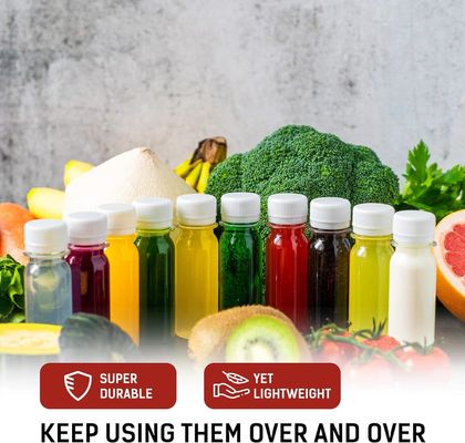 BPA Bebas botol persegi jus Screw Cap botol dengan rasa jus dan kebocoran Proof Plastik botol jus buah Eco Friendly