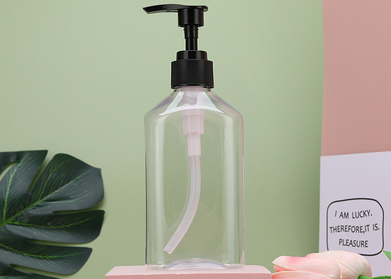 Botol Pompa PET Datar ISO9001 Isi Ulang 300ml 700ml Dispensing Lotion Shampoo