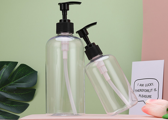 Botol Pompa PET Datar ISO9001 Isi Ulang 300ml 700ml Dispensing Lotion Shampoo