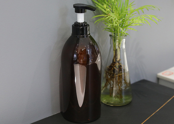 550ml Lock Down Pump Botol Sampo Plastik Amber PET 72 * 176mm