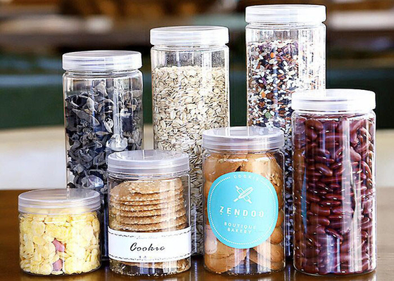 OEM SGS Wadah Jar Plastik Bulat Dengan Tutup 280ml 420ml 500ml