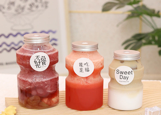 350ml PET Botol Teh Susu Wadah Susu Sekali Pakai Dengan Tutup Aluminium