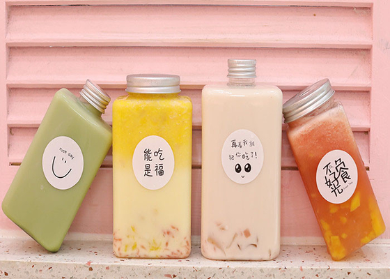 8oz Botol Teh Susu Jus Plastik Dengan Tutup Bukti Tamper