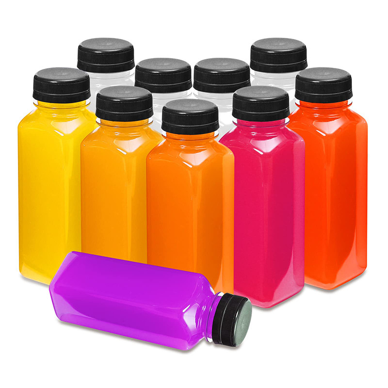 Botol teh susu plastik bulat persegi dengan pegangan jelas 120ml 250ml 350ml 500ml Kapasitas