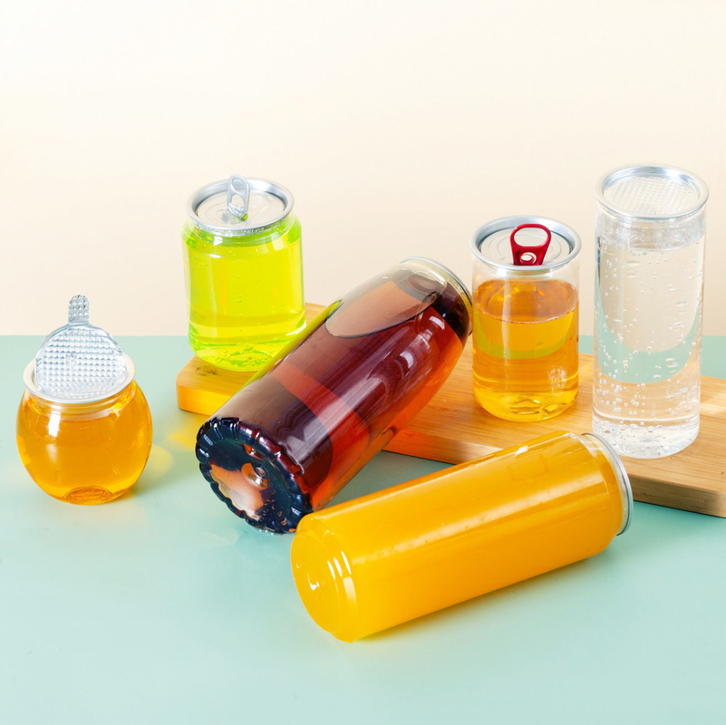 Bottle Susu Teh Plastik Terisolasi Lempeng Bulat Kuadrat Bulat Jelas Sekrup di Tutup 120ml 250ml 350ml 500ml