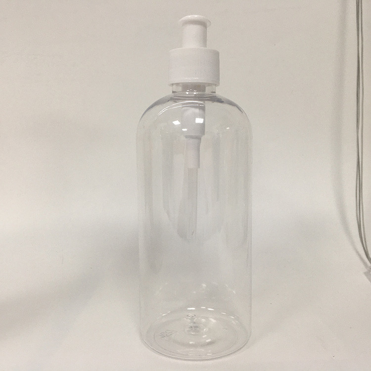 Botol PET bulat merah muda 24 mm yang dapat digunakan kembali dengan pompa dan cetak layar sutra untuk kosmetik