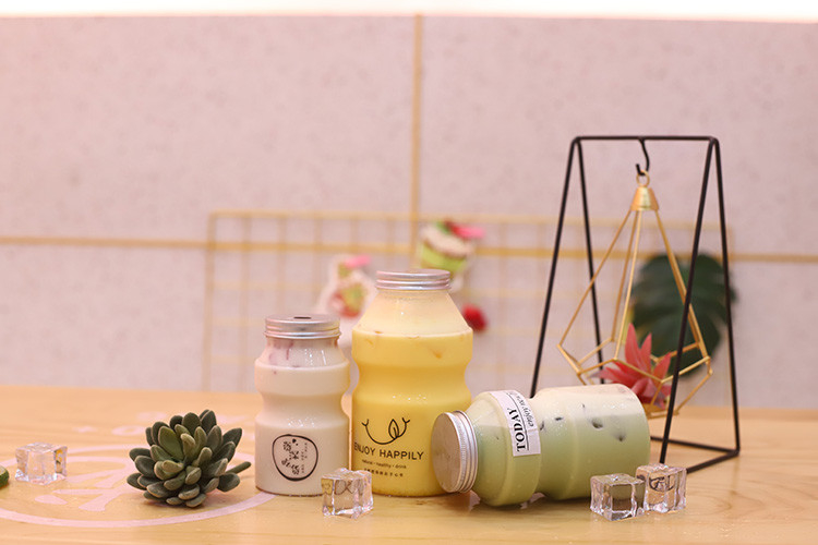 Digunakan Lagi Double Wall Square Cafe Transparan Boba Cup Bulat Jelas 500ml Jus Teh Cup Dengan Jerami