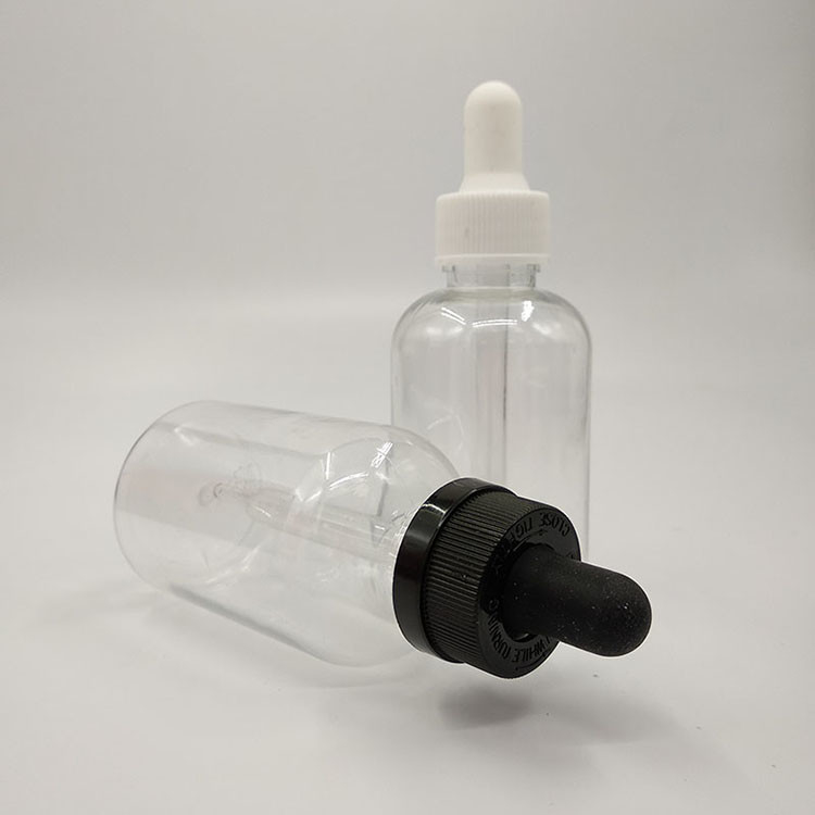 Botol dropper plastik transparan hitam khusus untuk penyegelan tipe tutup sekrup
