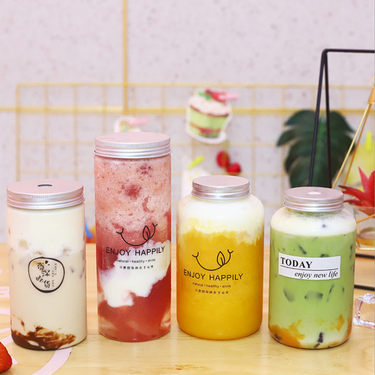 Botol teh susu ukuran sedang dengan sekrup di tutup dan fungsi anti bocor